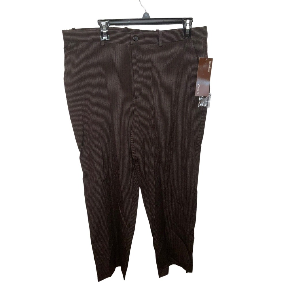Perry Ellis Dark Chocolate Stripe Classic Fit 100% Cotton‎ 36X32